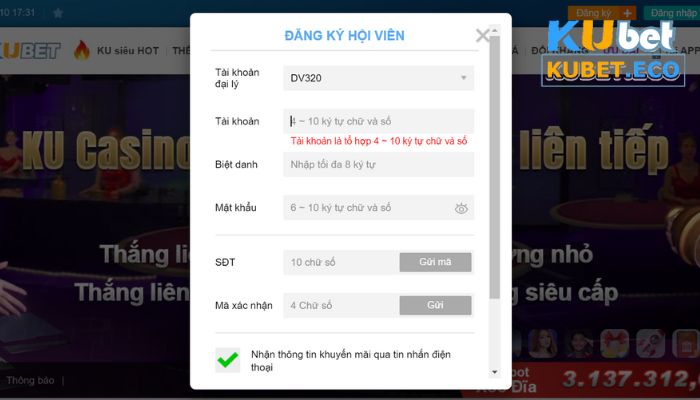 Hướng dẫn đăng ký Kubet dành cho người chơi trên máy tính