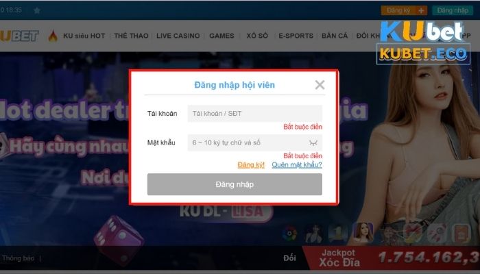 Hướng dẫn đăng nhập Kubet đơn giản